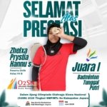 Tampil Memukau, Zhelxa Siswi MTs Walisongo Sabet Juara 1 Badminton O2SN Kabupaten Jepara